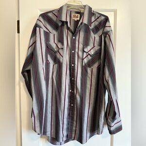 Vintage ELY Cattleman Pearl Snap Long Sleeve Western Shirt